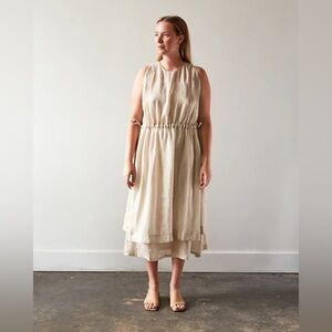 NWT Linen Layered Summer Dress, Wheat, Medium